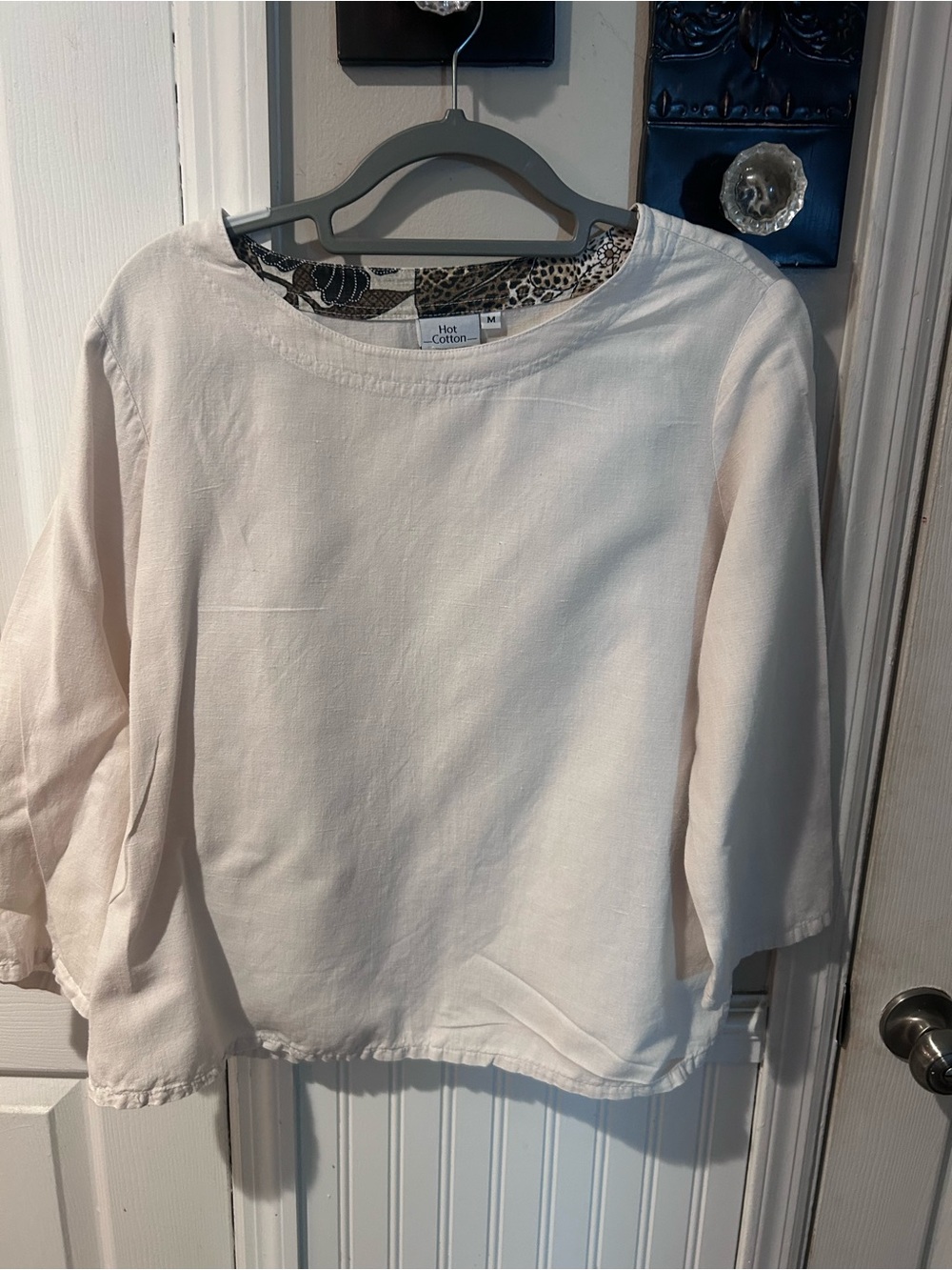 Hot Cotton Women's Ivory Boatneck Cotton Tunic